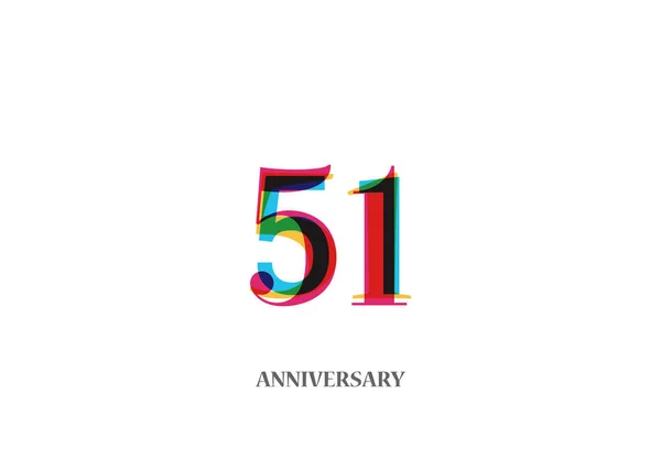 Jaar Kleurrijke Verjaardag Logo Ontwerp Geïsoleerd Witte Achtergrond — Stockvector