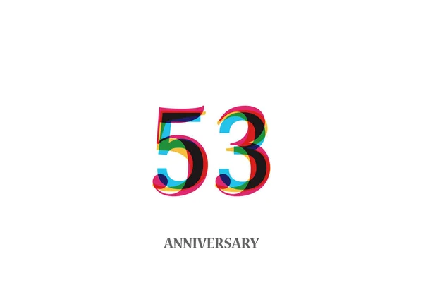 Anos Design Logotipo Aniversário Colorido Isolado Fundo Branco —  Vetores de Stock
