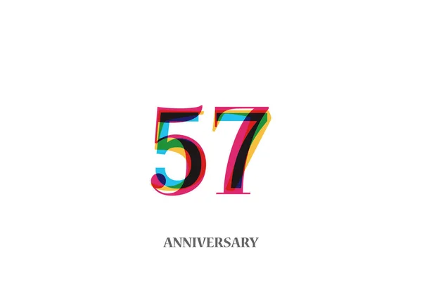 Ans Coloré Conception Logotype Anniversaire Isolé Sur Fond Blanc — Image vectorielle