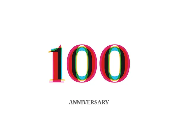 白い背景に分離されたカラフルな周年記念ロゴタイプ デザイン 100 — ストックベクタ