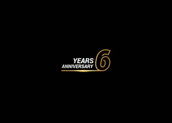 6年周年纪念标识以金黄颜色的字体数字做了一条连接的线 被隔绝在白色背景为公司庆祝事件 — 图库矢量图片