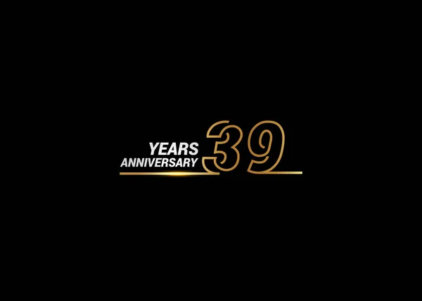 39年周年纪念标识以金黄颜色的字体数字做了一条连接的线 被隔绝在白色背景为公司庆祝事件 — 图库矢量图片