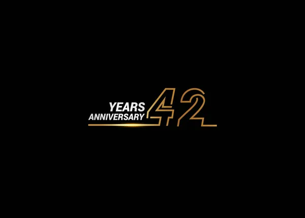 42年周年纪念标识以金黄颜色的字体数字做了一条连接的线 被隔绝在白色背景为公司庆祝事件 — 图库矢量图片