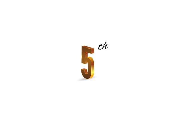 5Ème Symbole Doré Sur Fond Blanc Illustration Vectorielle — Image vectorielle