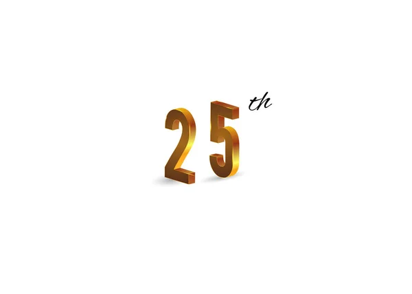 25Ης Χρυσές Σύμβολο Άσπρο Φόντο Εικονογράφηση Διάνυσμα — Διανυσματικό Αρχείο