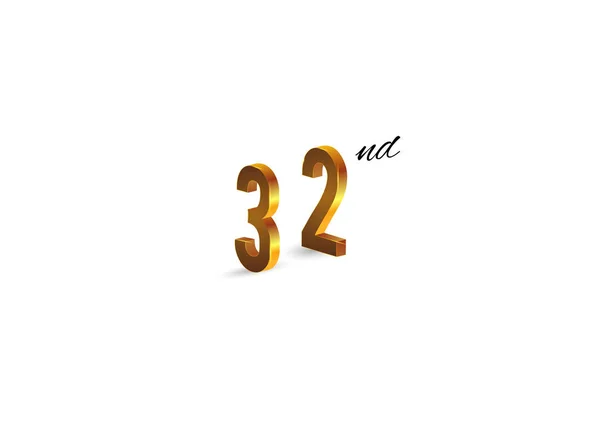32E Symbole Doré Sur Fond Blanc Illustration Vectorielle — Image vectorielle
