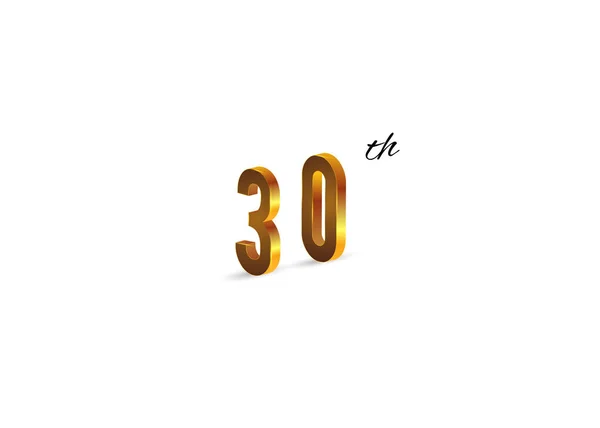 30Th Símbolo Dourado Sobre Fundo Branco Ilustração Vetorial —  Vetores de Stock