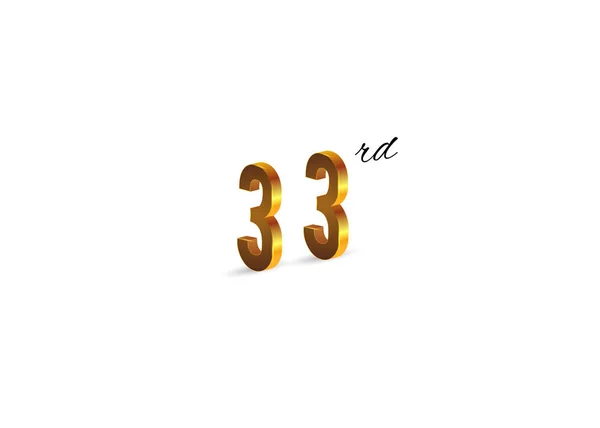 33Rd Símbolo Dourado Sobre Fundo Branco Ilustração Vetorial —  Vetores de Stock