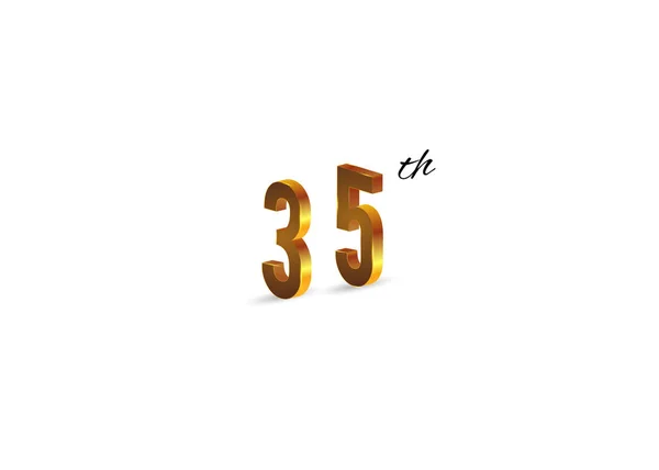 35Th Simbolo Oro Sfondo Bianco Illustrazione Vettoriale — Vettoriale Stock