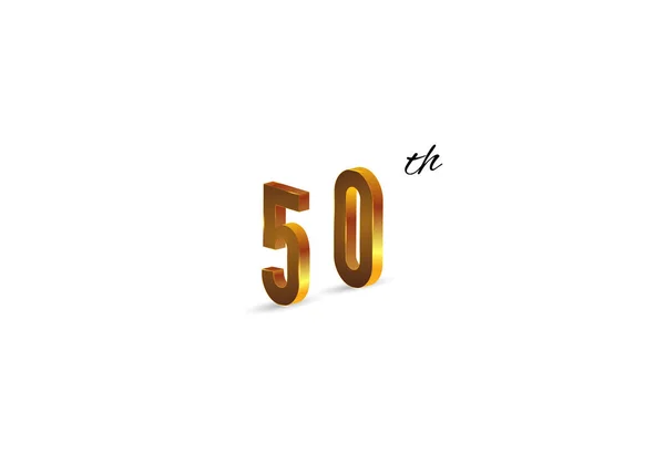 50Th Golden Symbol White Background Vector Illustration — Stock Vector