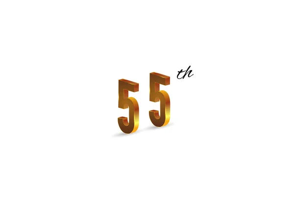 55Th Golden Symbol White Background Vector Illustration — Stock Vector