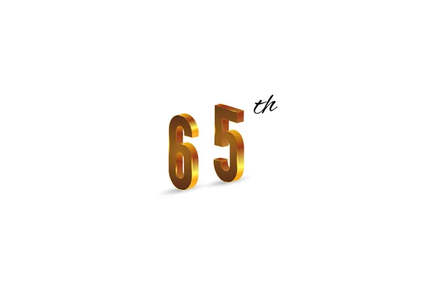 65Η Επέτειο Χρυσό Σύμβολο Άσπρο Φόντο Εικονογράφηση Διάνυσμα — Διανυσματικό Αρχείο