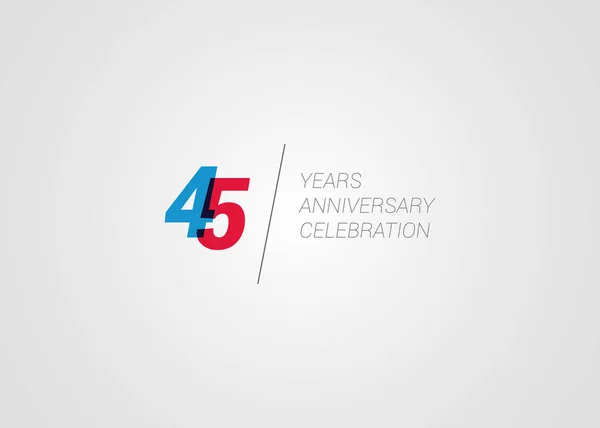Cuarenta Cinco Años Signo Color Celebración Aniversario Sobre Fondo Blanco Vectores de stock libres de derechos