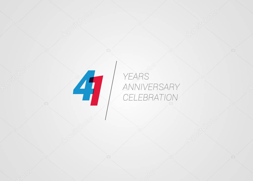 forty one years anniversary celebration color sign on white background, vector illustration