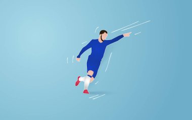 futbolcu üzerinde mavi arka plan, vektör çizim