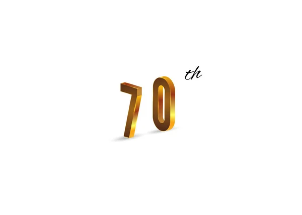 70Th Anniversary Zlatý Symbol Bílém Pozadí Vektorové Ilustrace — Stockový vektor