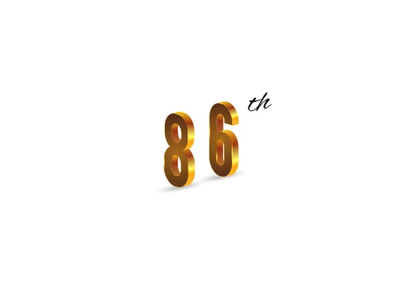 86E Anniversaire Symbole Doré Sur Fond Blanc Illustration Vectorielle — Image vectorielle