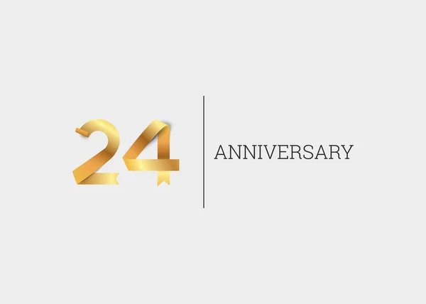 Years Anniversary Golden Ribbon Isolated White Background Vector Illustration — Stock Vector