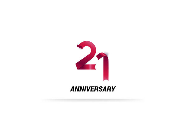 21 anniversary red sign on white background, vector illustration 