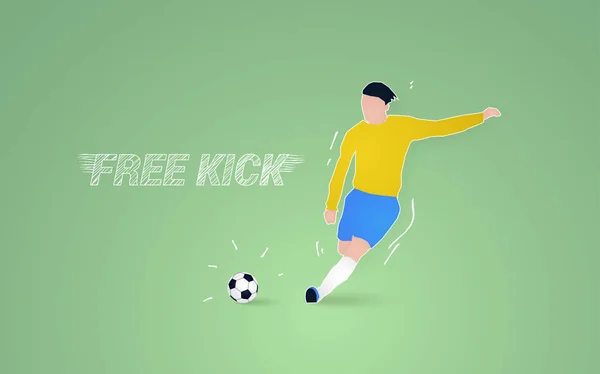 Футболист Бегает Мячом Зеленом Фоне Векторная Иллюстрация — стоковый вектор