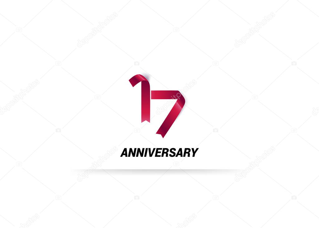 17 anniversary red sign on white background, vector illustration 