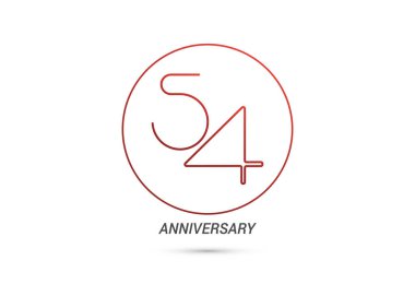 Beyaz arka plan, vektör çizim üzerinde Daire 54 yıldönümü işareti 