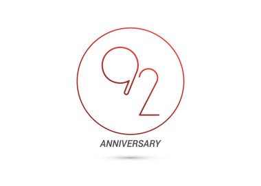 Beyaz arka planda, vektör çizim daireye 92 yıldönümü oturum aç 