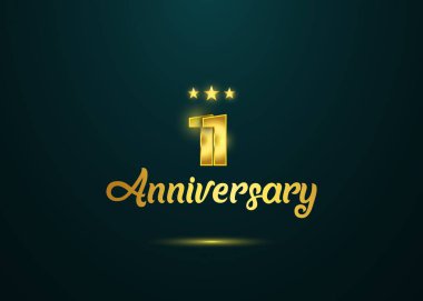 yıldız koyu arka plan, vektör çizim üzerinde 11 yıldönümü altın işaretiyle 