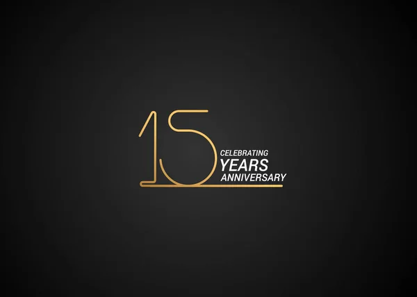 庆祝15周年纪念金黄标志在黑色背景 向量例证 — 图库矢量图片