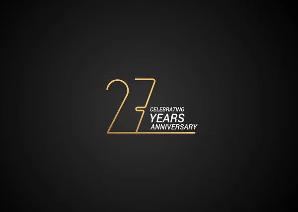 庆祝27周年纪念金黄标志在黑色背景 向量例证 — 图库矢量图片
