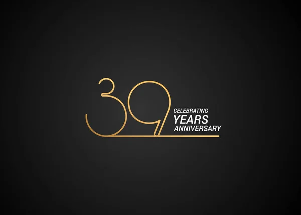 庆祝39周年纪念金黄标志在黑色背景 向量例证 — 图库矢量图片