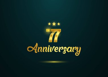 77 yıldönümü altın işareti koyu arka plan, vektör çizim üzerinde yıldız ile 