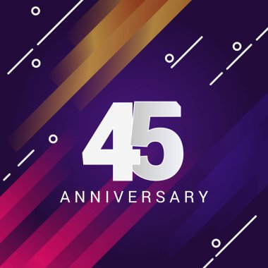 turuncu ve pembe çizgili, vektör çizim menekşe arka plan üzerinde 45 yıldönümü işareti  