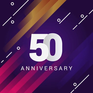 turuncu ve pembe çizgili, vektör çizim menekşe arka plan üzerinde 50 yıldönümü işareti  