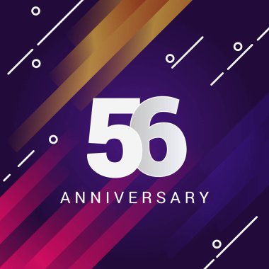 turuncu ve pembe çizgili, vektör çizim menekşe arka plan üzerinde 56 yıldönümü işareti  