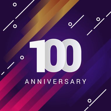 turuncu ve pembe çizgili, vektör çizim menekşe arka plan üzerinde 100 yıldönümü altın metin  