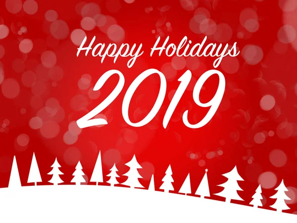 Decoración Navidad Con Texto Happy Holidays 2019 —  Fotos de Stock