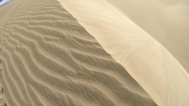 Windy Zand Woestijn Door Oceaan Gran Canaria Maspalomas — Stockvideo