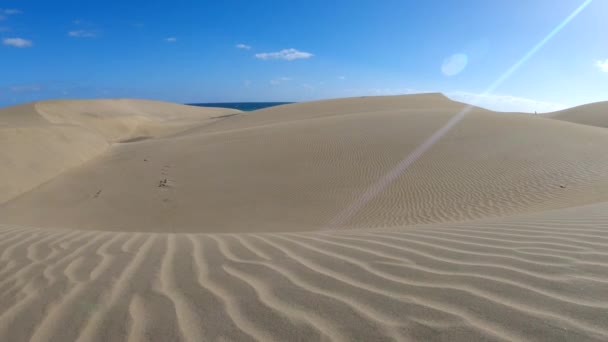 Θυελλώδη Έρημο Άμμο Από Τον Ωκεανό Γκραν Κανάρια Μασπαλόμας — Αρχείο Βίντεο
