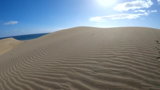 Deserto Sabbia Ventoso Riva Mare Gran Canaria Maspalomas — Video Stock