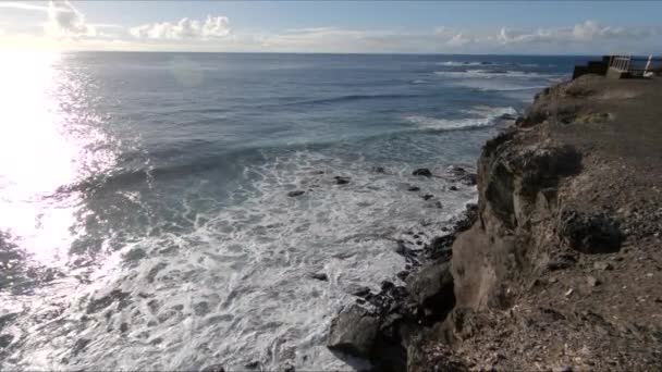 Vista Tarde Los Altos Acantilados Océano Punta Jandia Isla Fuerteventura — Vídeos de Stock