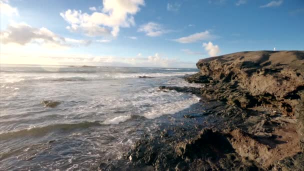 Vista Pomeridiana Delle Alte Scogliere Dell Oceano Punta Jandia Sull — Video Stock