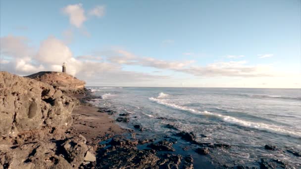 Vista Tarde Das Falésias Altas Oceano Punta Jandia Ilha Fuerteventura — Vídeo de Stock