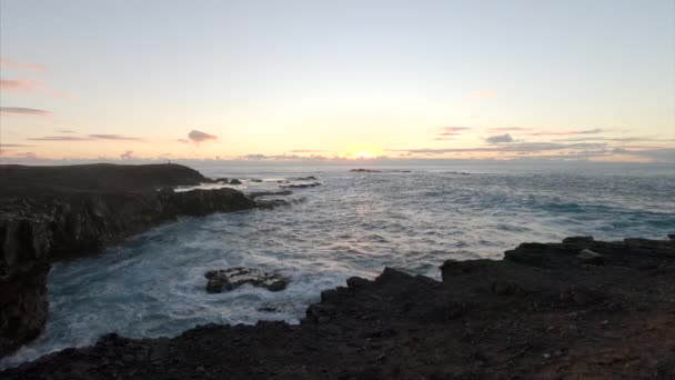 Délutáni Kilátás Magas Sziklákra Óceánra Punta Jandia Szigeten Fuerteventura Szigetén — Stock videók