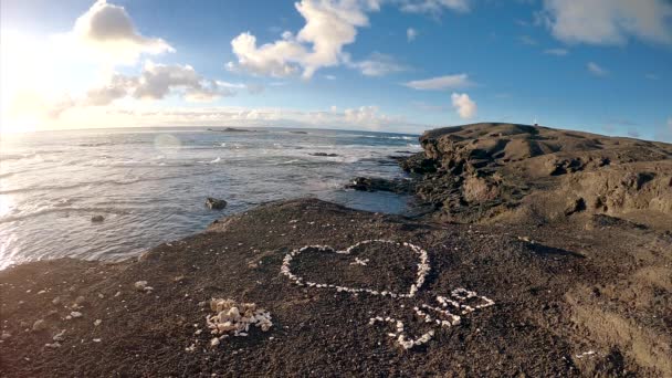 Falaises Pierre Vagues Océaniques Paysage Océanique Coeur Pierre Symbole Amour — Video