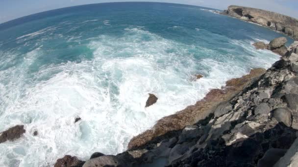 Namiddag Uitzicht Hoge Kliffen Oceaan Punta Jandia Het Eiland Fuerteventura — Stockvideo