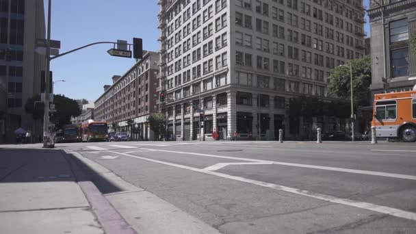 Los Angeles Outubro 2019 Busy Intersection Town Los Angeles California — Vídeo de Stock