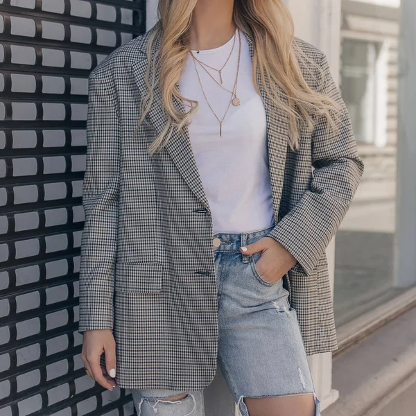 Straat Stijl Van Stijlvolle Mode Outfit Detail — Stockfoto