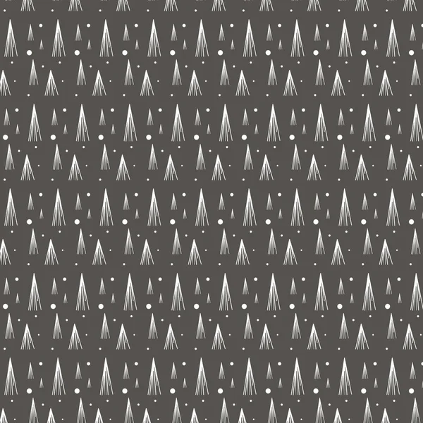 暗い灰色の背景に白い線の三角形の抽象的なパターンを飾り — ストックベクタ