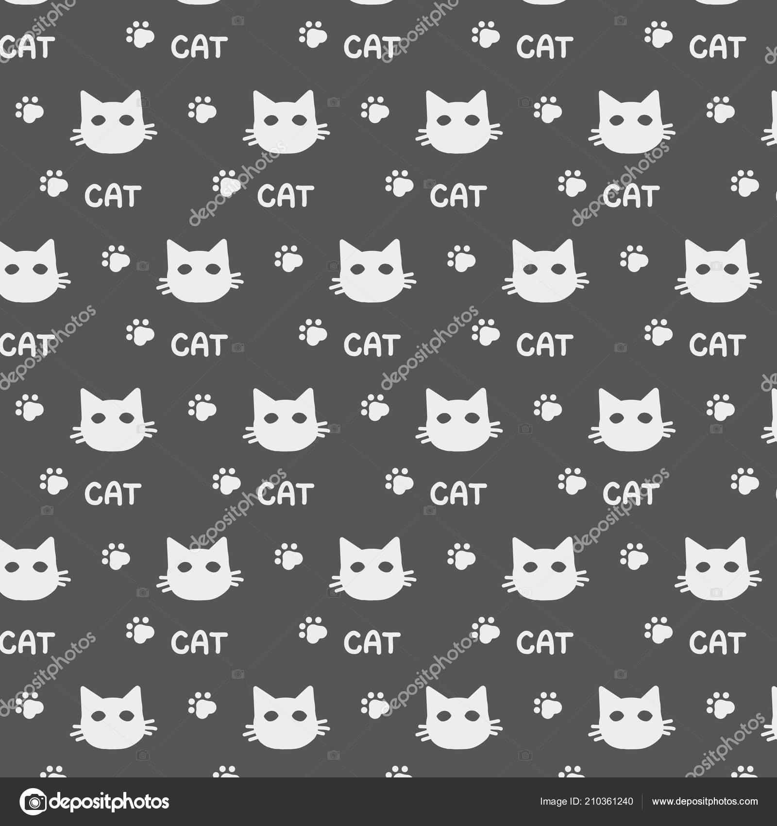 Vector Pattern Ornament Pet Shop Light Gray Cat Animal Step